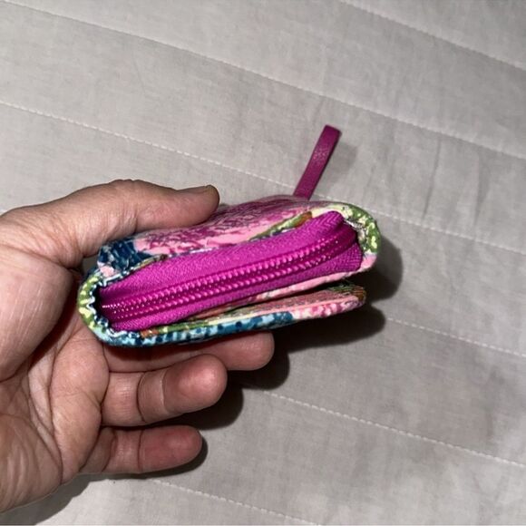Vera Bradley Superbloom Floral Pink Blue Small Compact Fold Zip Around Wallet - Picture 5 of 9